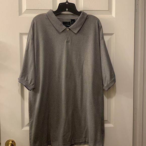BILL BLASS STUDIO POLO SHIRT SZ XXL 100% COTTON GRAY MICRO HERRINGBONE PRINT - Picture 2 of 8